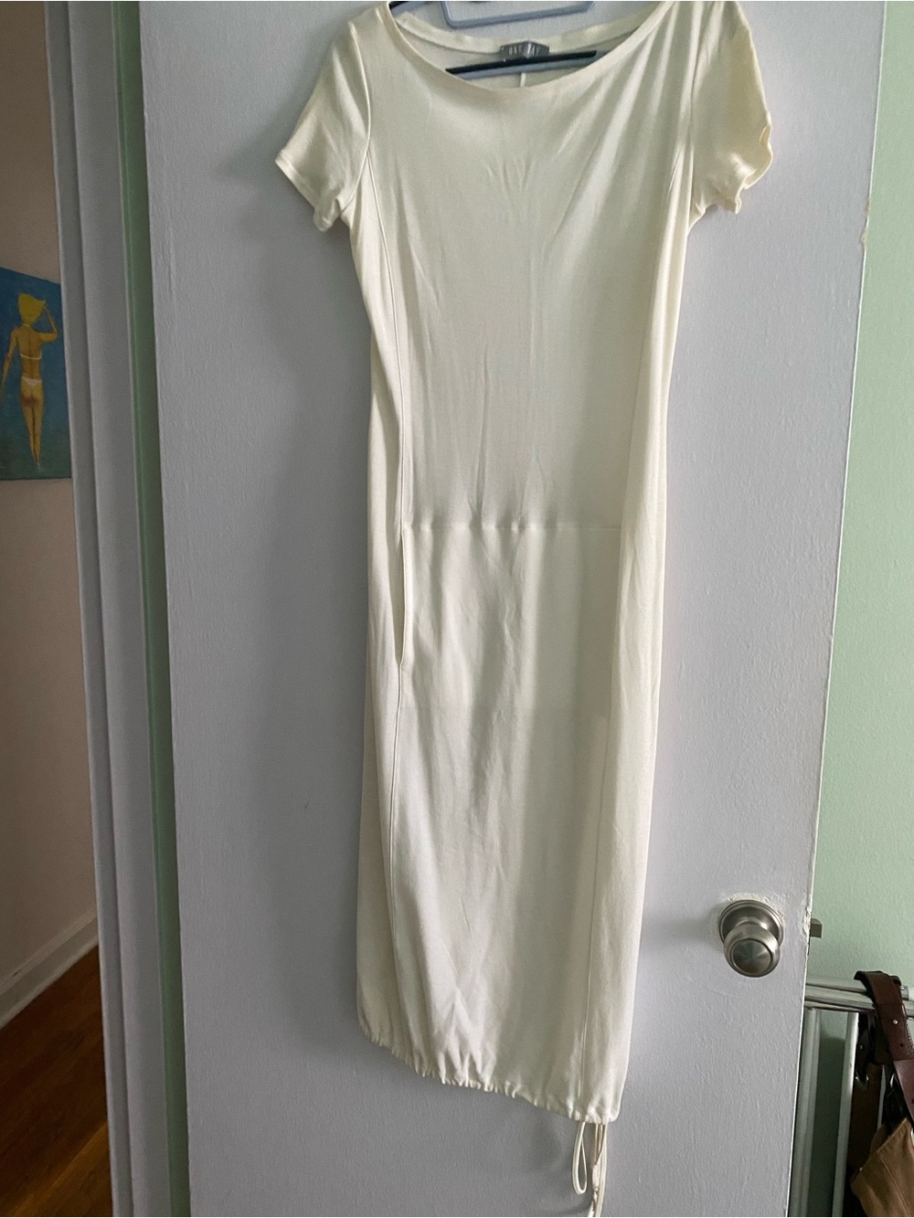 ONE DAY DESIGNER VINTAGE SUMMER DRESS, OFF WHITE, SIZE S/M